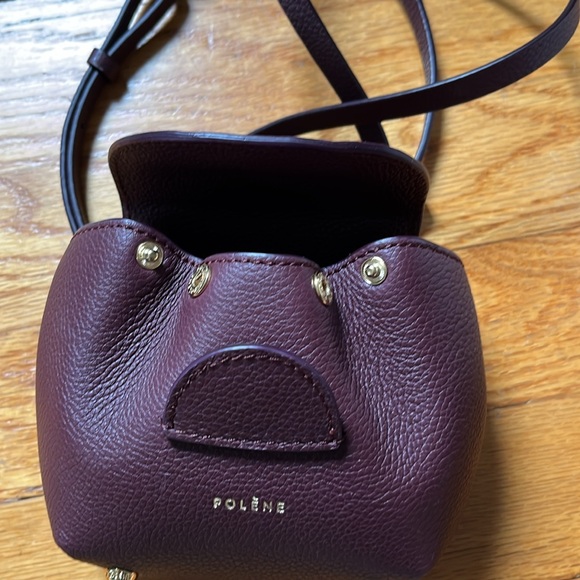 Polene numero un micro bag in textured leather in rich burgundy color - Picture 9 of 12